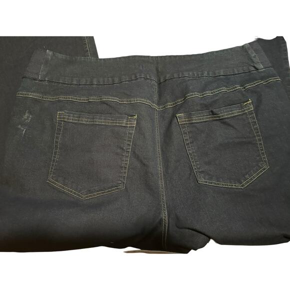 Women Within Dark Wash Pull On Straight Leg Jeans, Size 30 Plus Petite - Picture 6 of 7